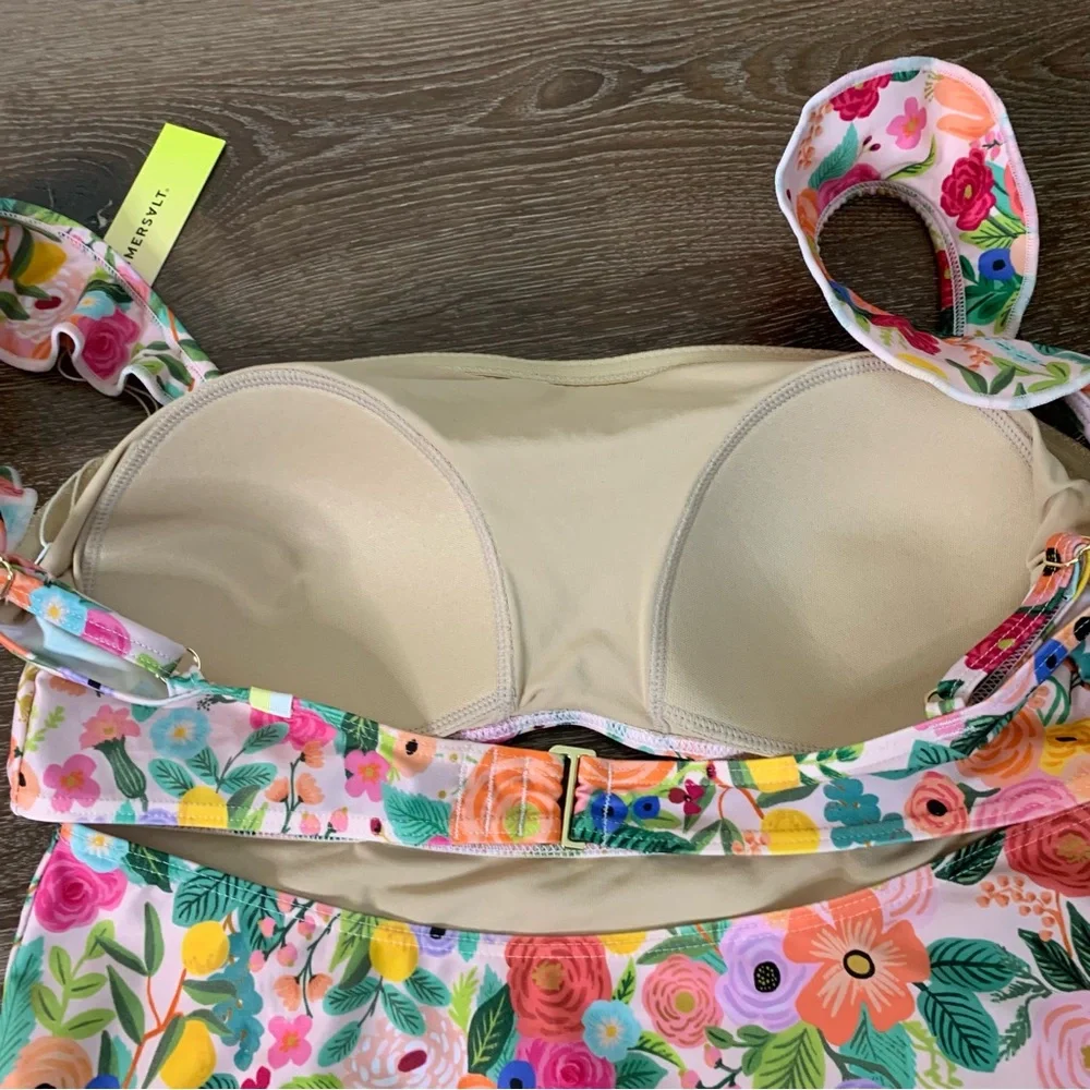 Summersalt X Rifle company pink floral oasis is ruffle bikini set 8 NWT - Picture 9 of 11